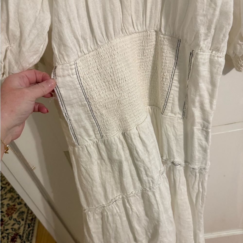 By Anthropologie Chic White Button-Down Midi Dress Size LP - Picture 4 of 14
